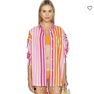 Beach Riot Alexa Button Front Top in Sunset Stripes Size S/M